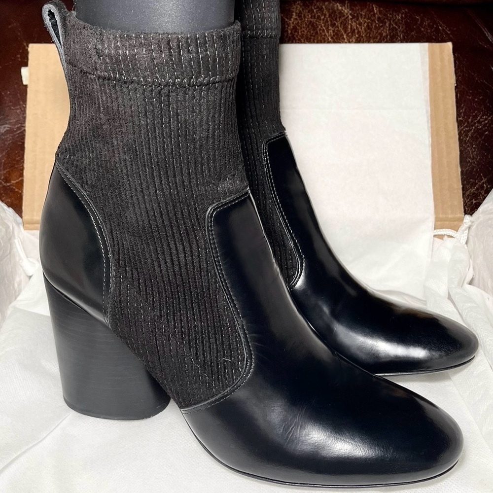 Tory Burch velvet sock booty block heels, NAPA leather black US 8.5 - Picture 5 of 10